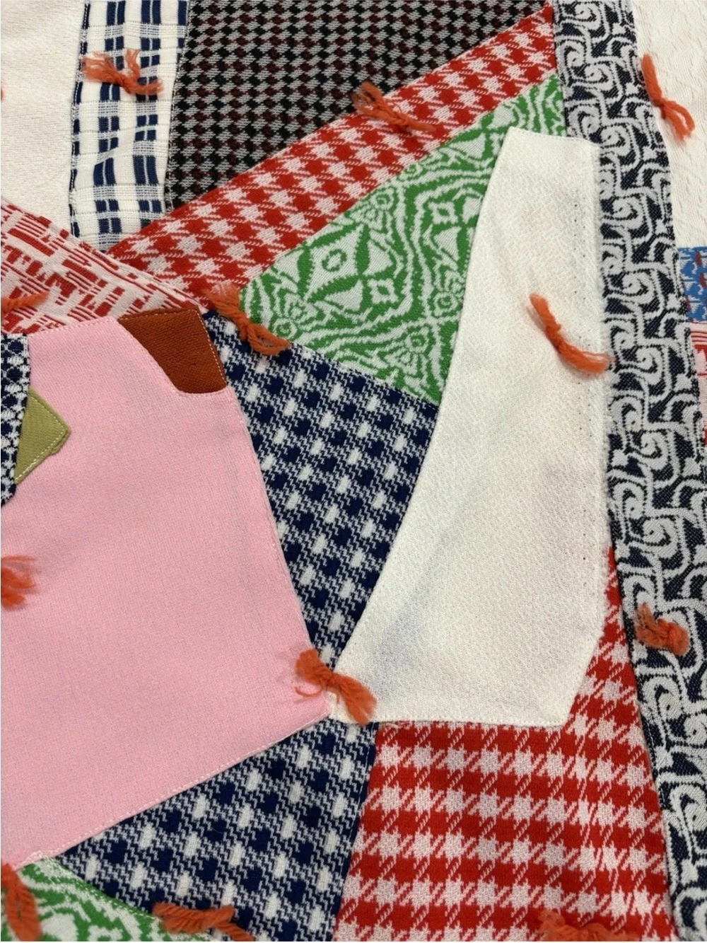 Vintage Patchwork Scrap Crazy Quilt Handmade Hand Tied 1960s 88x57